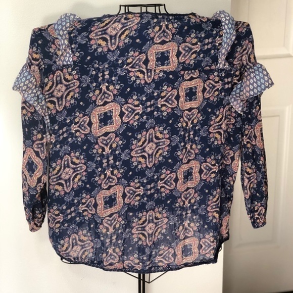 True Craft Floral/Ruffle Sheer Top size Large - Picture 5 of 5